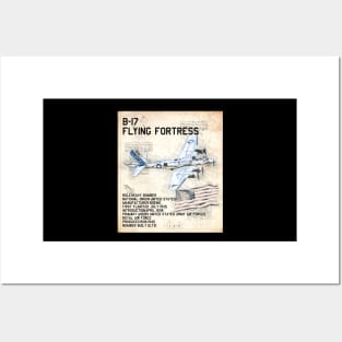 B-17 Flying Fortress Aeroplane Aircraft USAF Plane Posters and Art